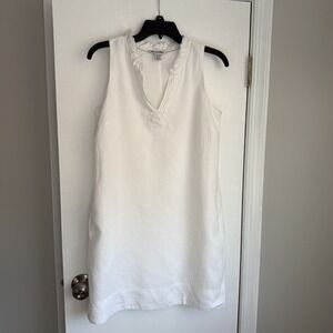 Tommy Bahama Two Palms Double Ruffle Linen Dress In White Size XS
